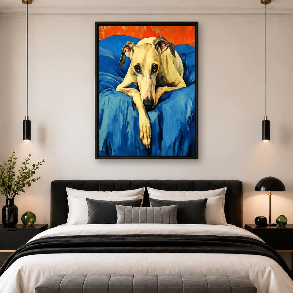 Greyhound On Blue Sofa Wall Art 4