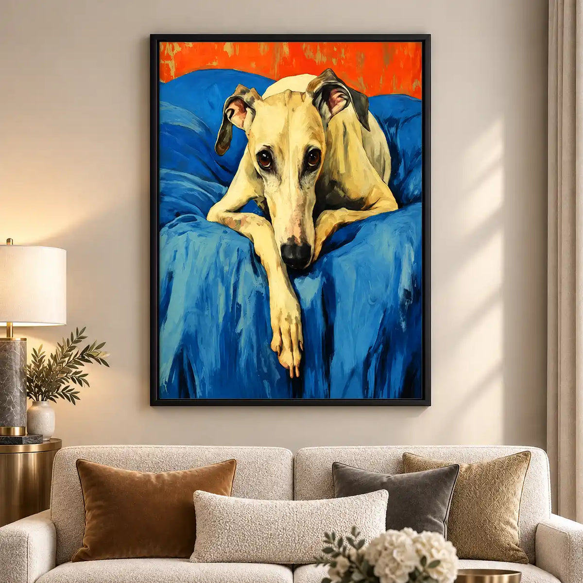 Greyhound On Blue Sofa Wall Art 5