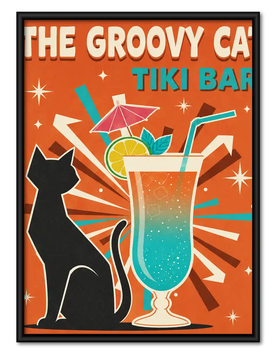 Groovy Cat Tiki Bar Wall Art 1