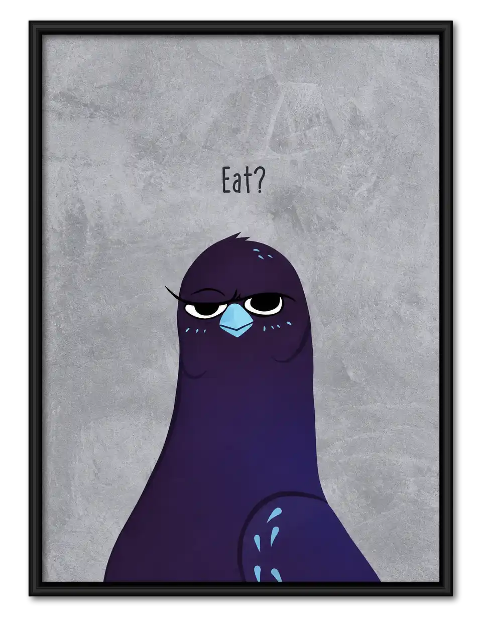 Grumpy Purple Pigeon Wall Art 1