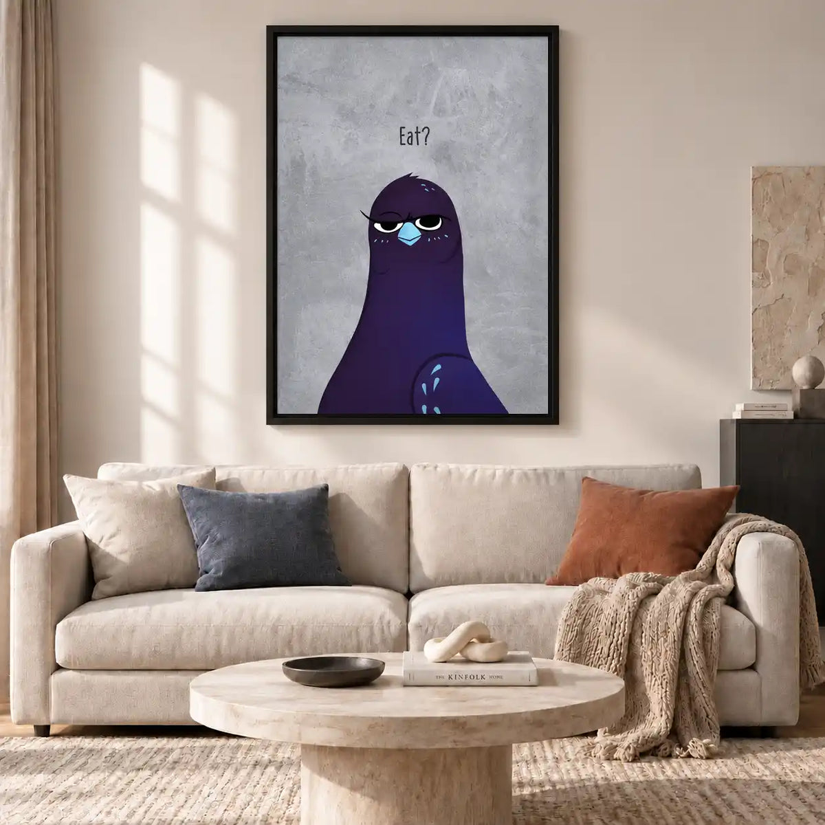 Grumpy Purple Pigeon Wall Art 2