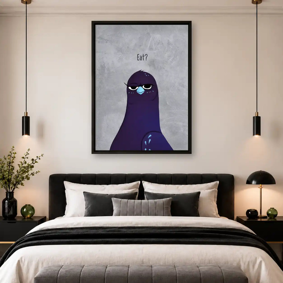 Grumpy Purple Pigeon Wall Art 4