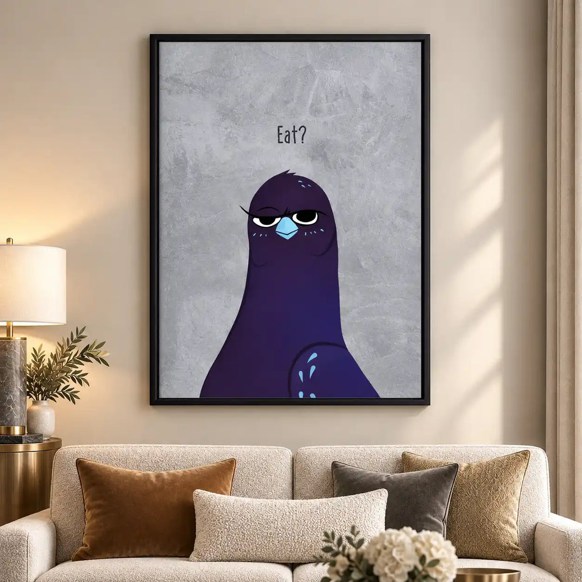 Grumpy Purple Pigeon Wall Art 5