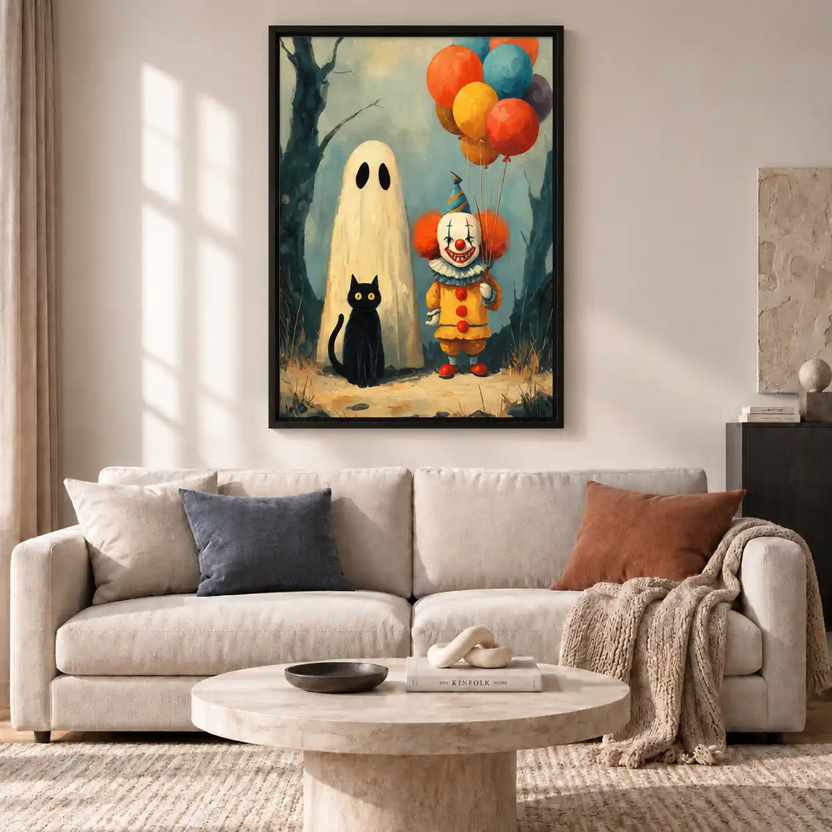 Halloween Ghost Clown And Cat Wall Art 2