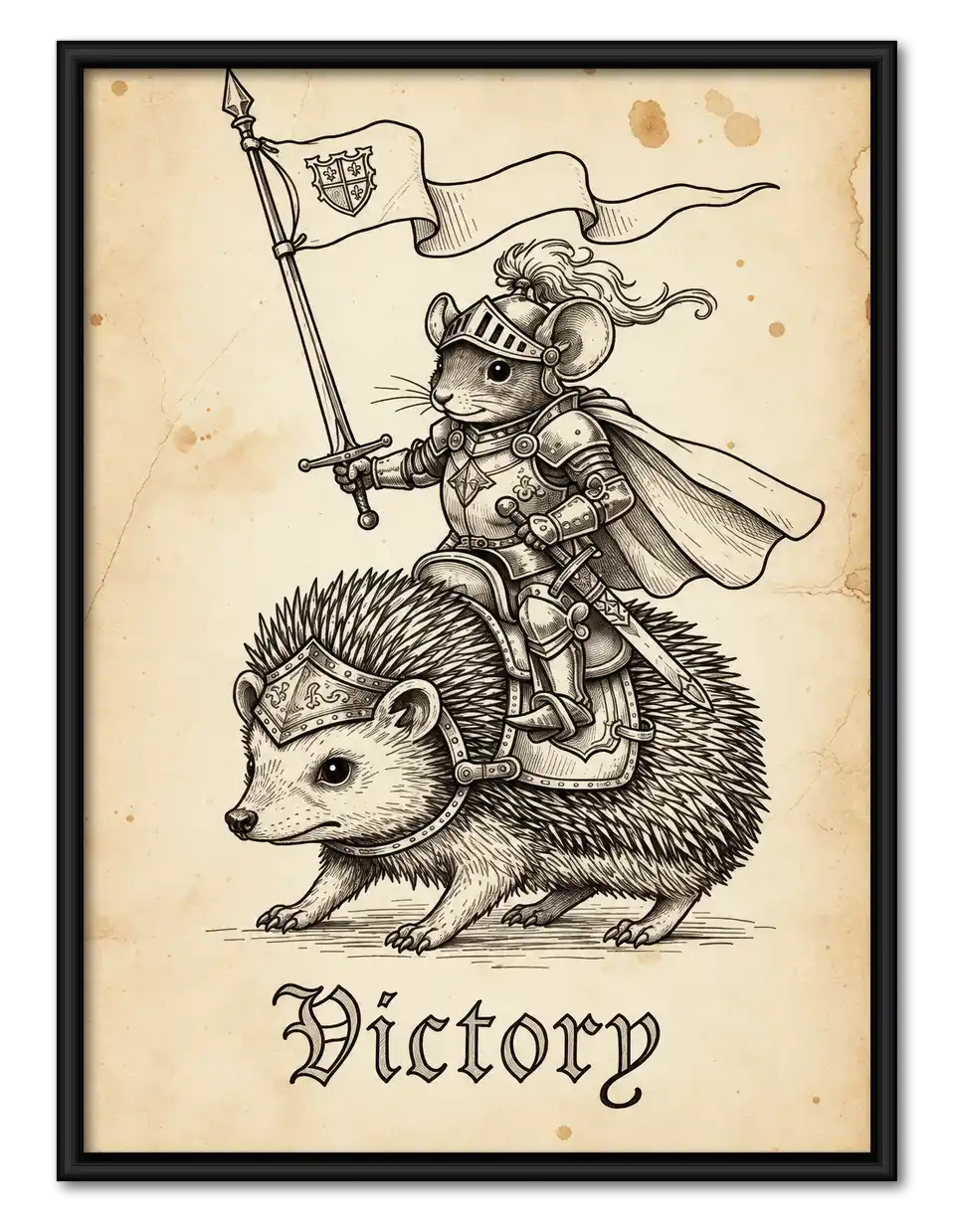 Hedgehog Knight Victory Wall Art 1