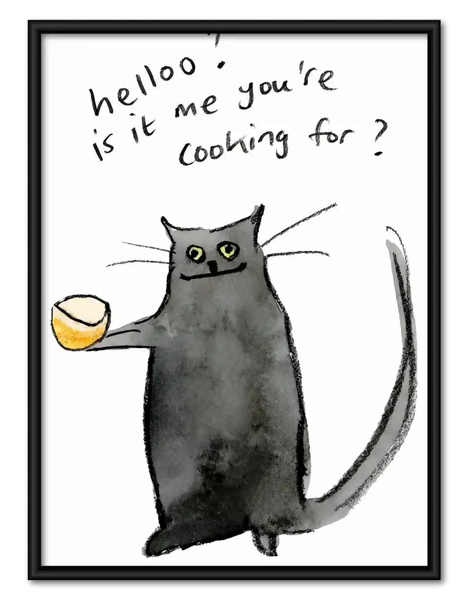 Hello Cat With Bowl Wall Art 1