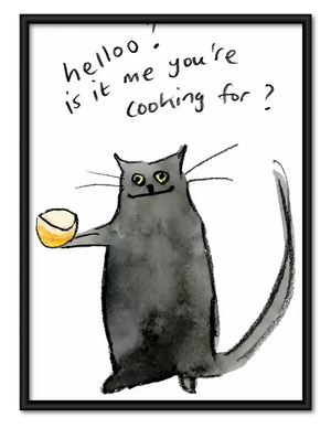 Hello Cat With Bowl Wall Art