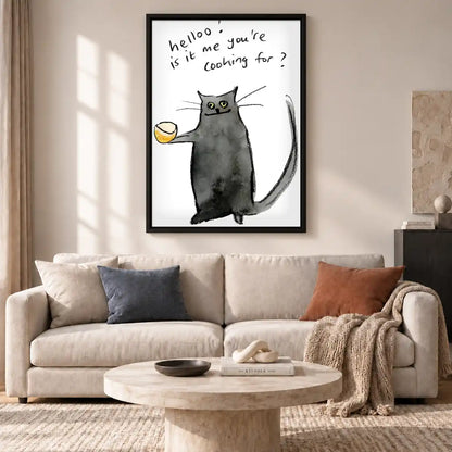 Hello Cat With Bowl Wall Art 2