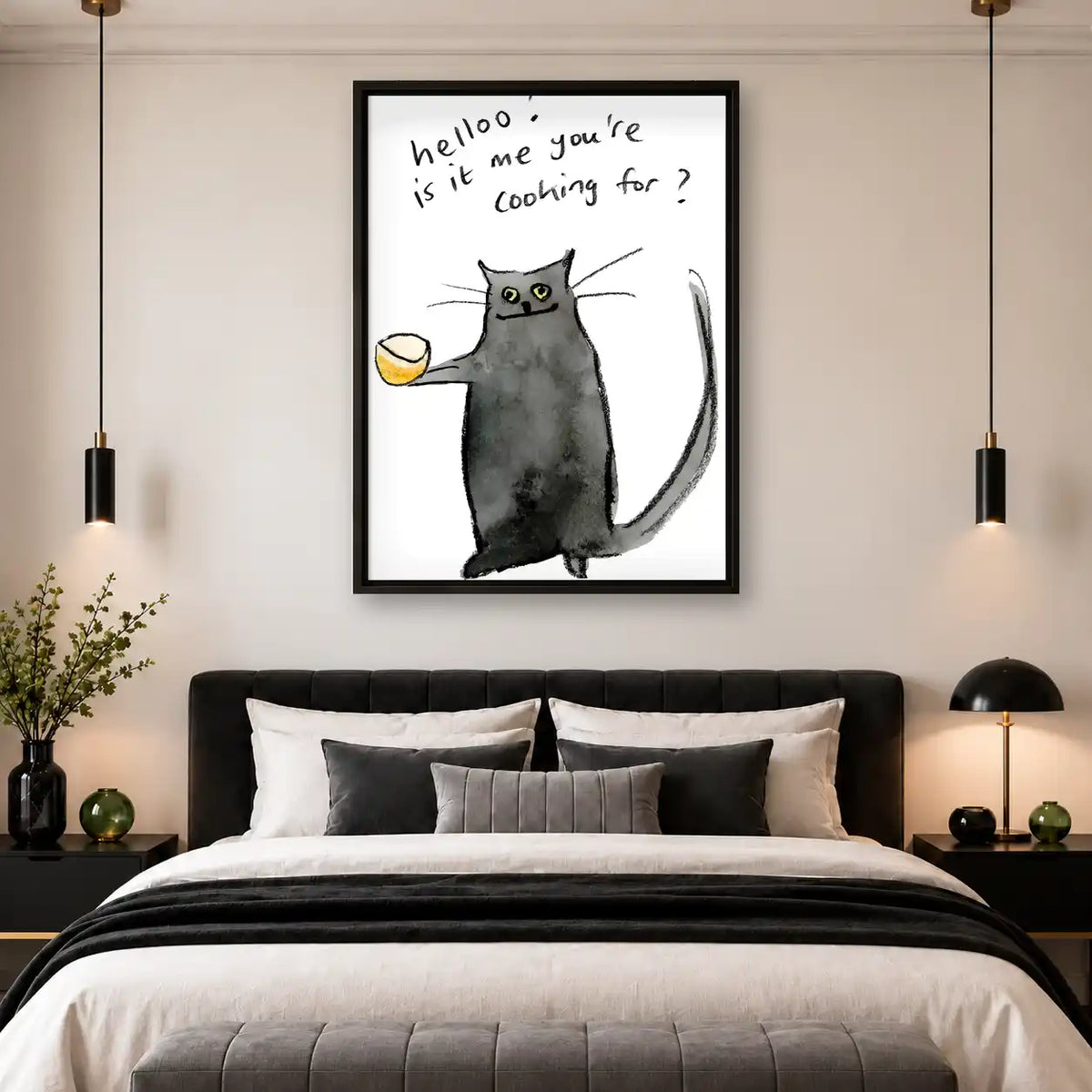 Hello Cat With Bowl Wall Art 4