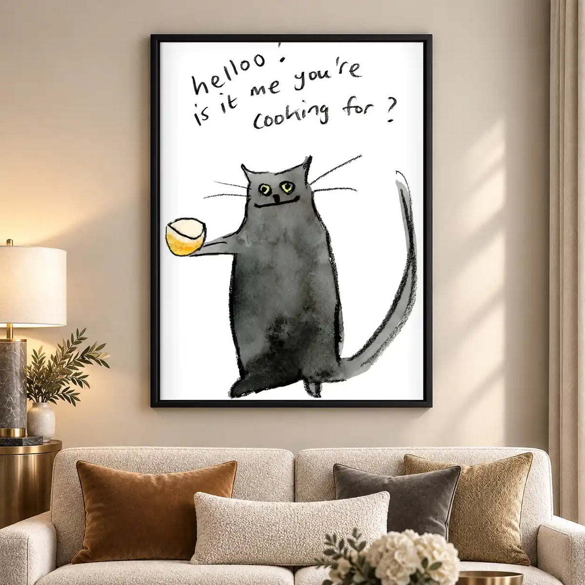 Hello Cat With Bowl Wall Art 5