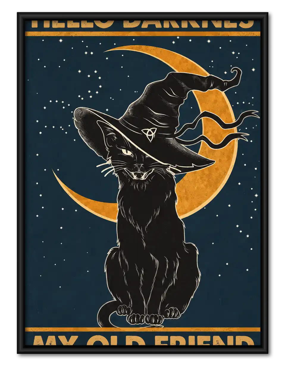 Hello Darkness Witch Cat Wall Art 1
