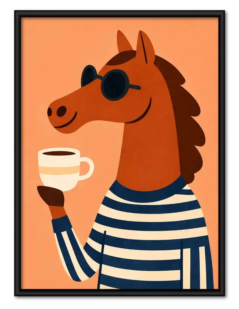Horse With Coffee And Sunglasses Wall Art 1