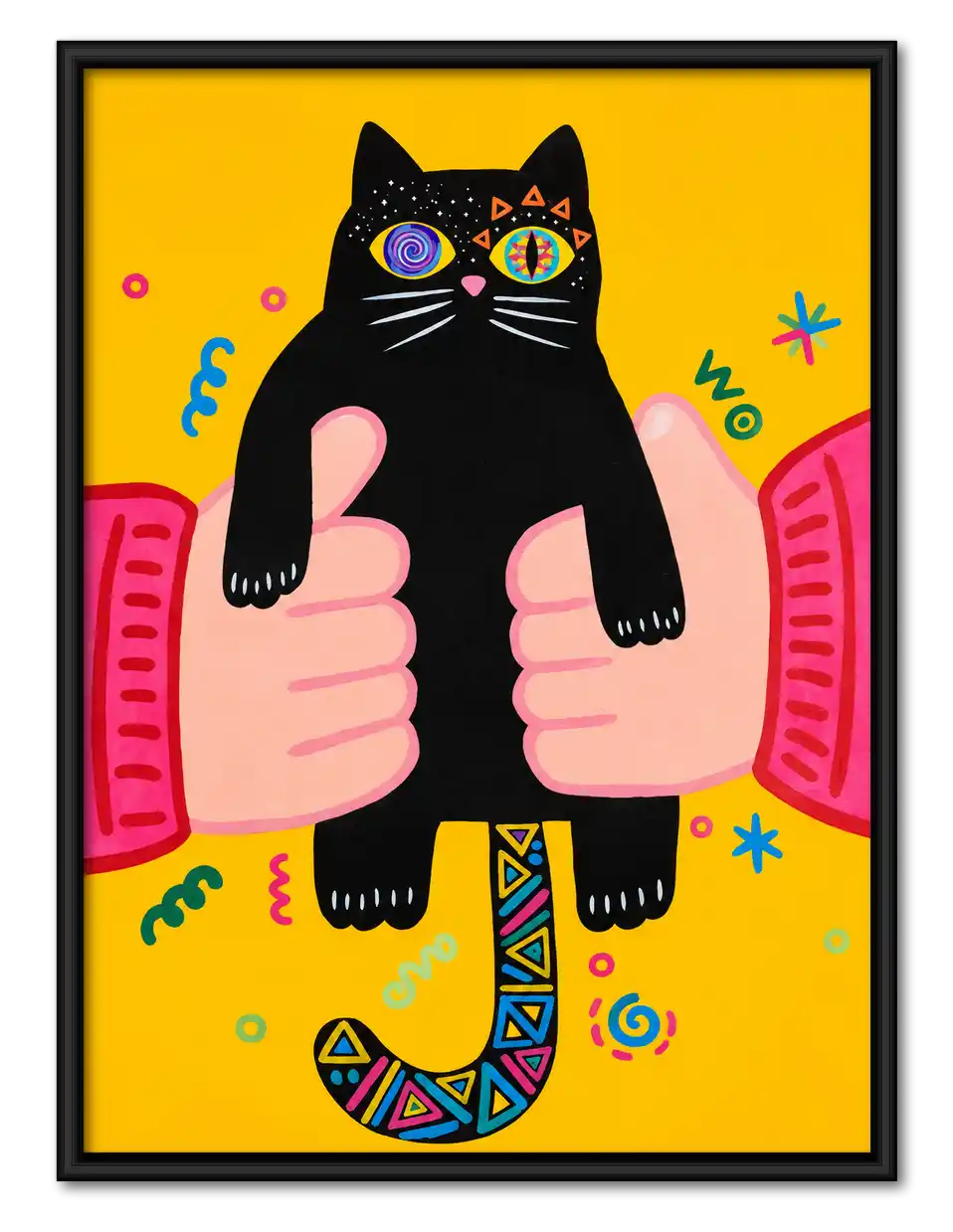 Kaleidoscope Eyed Black Cat Wall Art 1