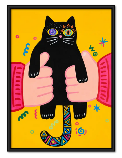 Kaleidoscope Eyed Black Cat Wall Art 1