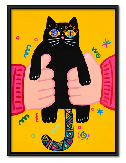 Kaleidoscope Eyed Black Cat Wall Art