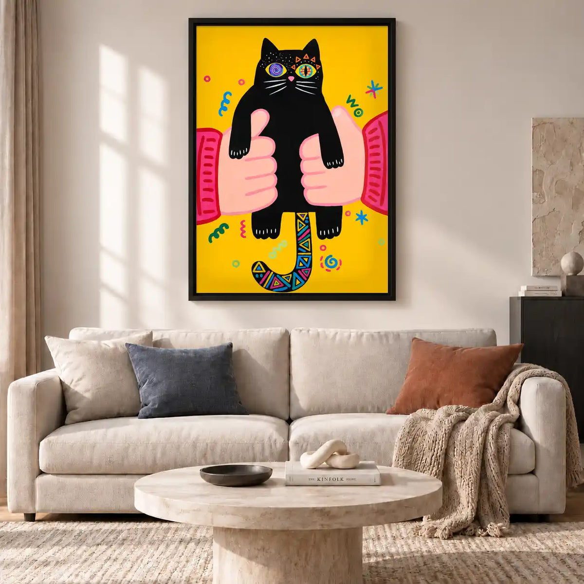 Kaleidoscope Eyed Black Cat Wall Art 2