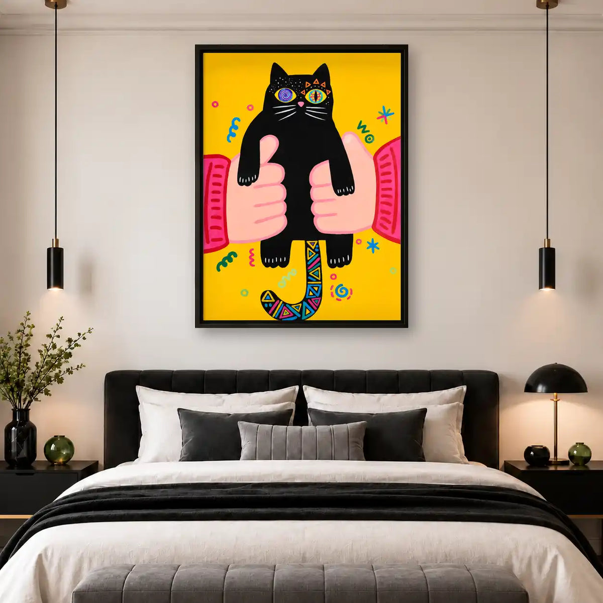 Kaleidoscope Eyed Black Cat Wall Art 4