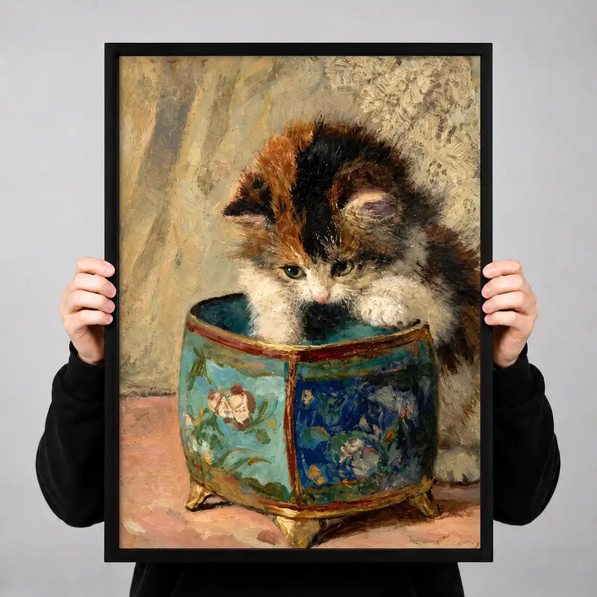 Kitten Exploring Porcelain Pot Wall Art 3