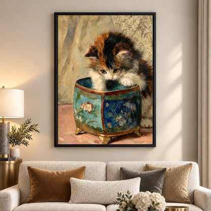 Kitten Exploring Porcelain Pot Wall Art 5