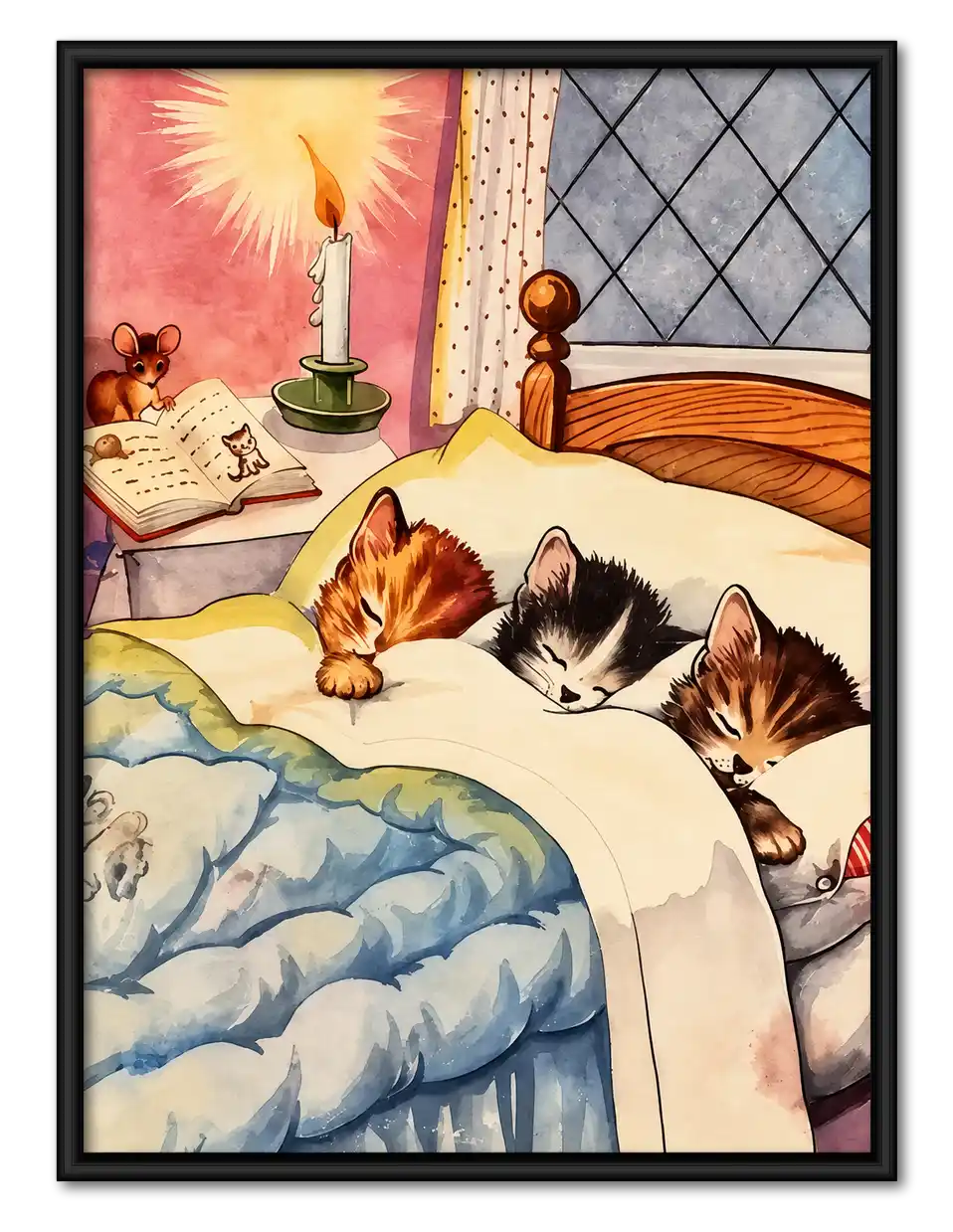 Kittens Sleeping Together Wall Art 1