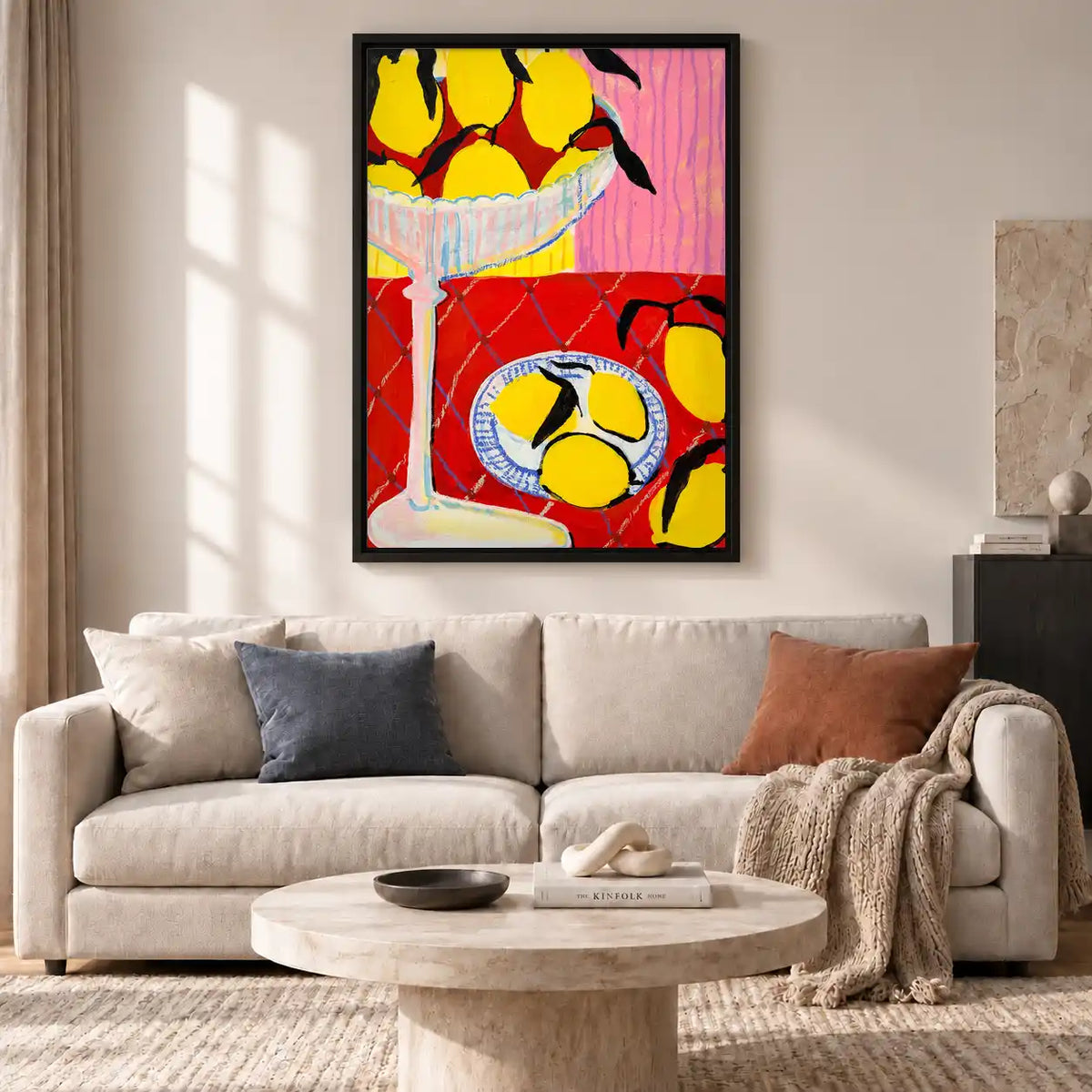 Lemon Still Life With Red Table Wall Art 2
