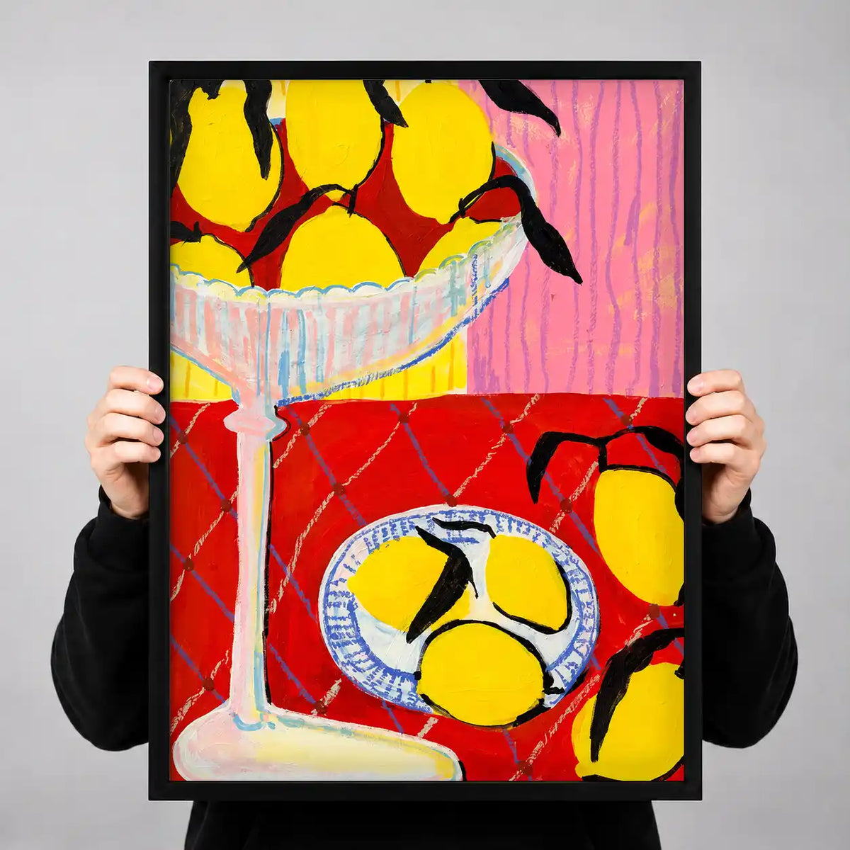 Lemon Still Life With Red Table Wall Art 3