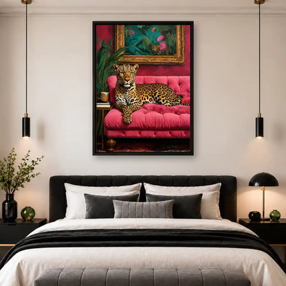 Leopard On Pink Velvet Sofa Wall Art 4