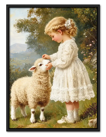 Little Girl With Lamb Wall Art 1
