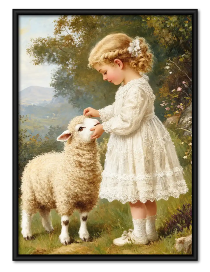 Little Girl With Lamb Wall Art
