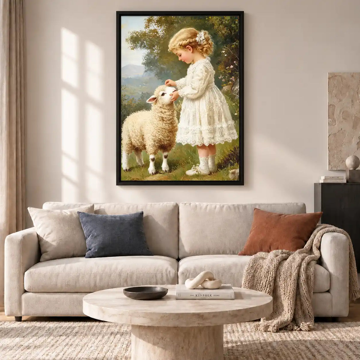 Little Girl With Lamb Wall Art 2