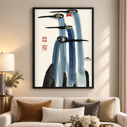 Long Beaked Birds Ink Wash Wall Art 5