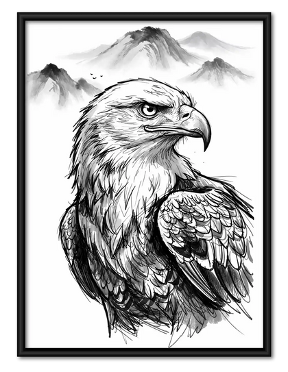 Majestic Eagle Ink Sketch Wall Art