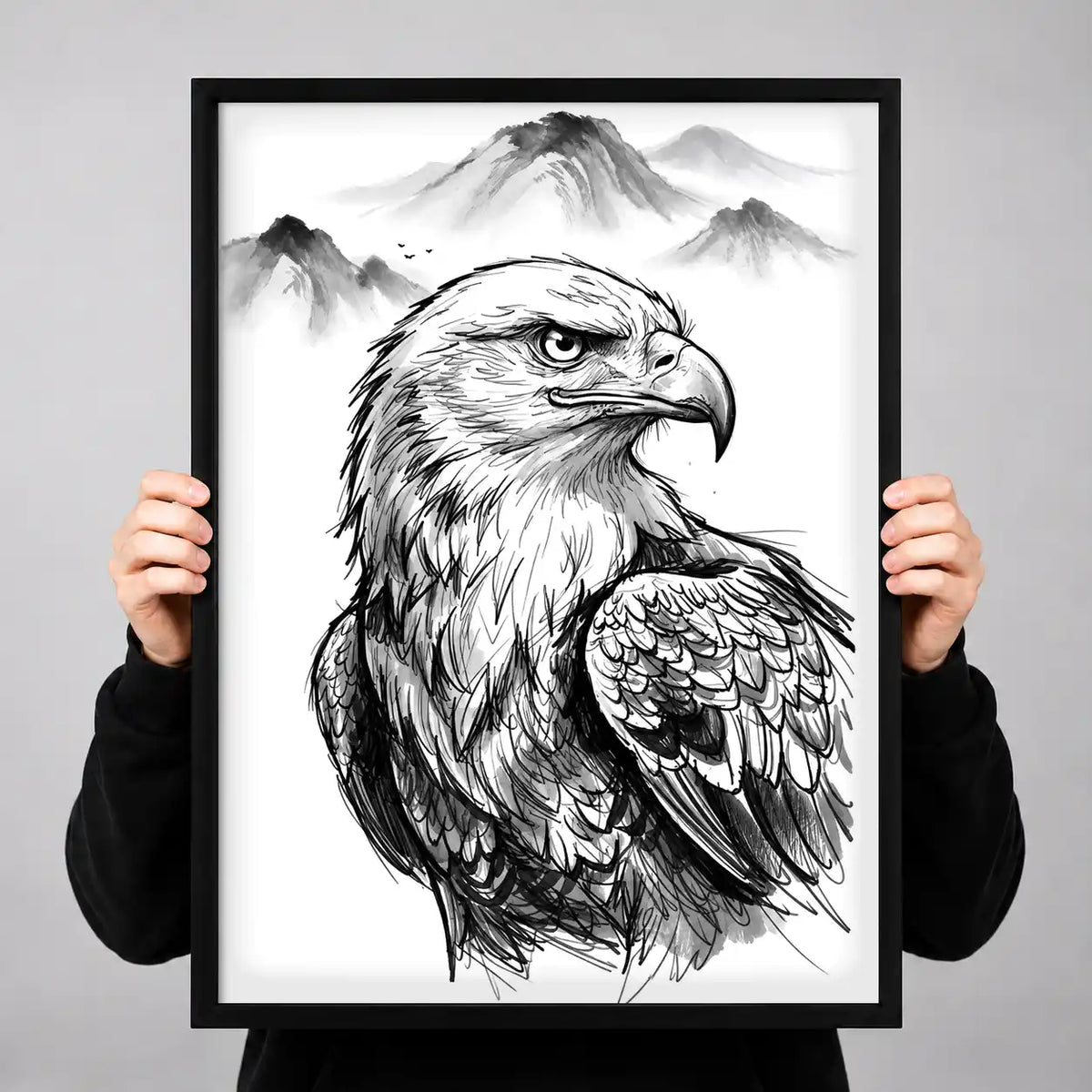 Majestic Eagle Ink Sketch Wall Art 3