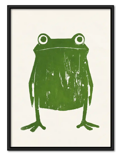 Minimal Green Frog Wall Art 1