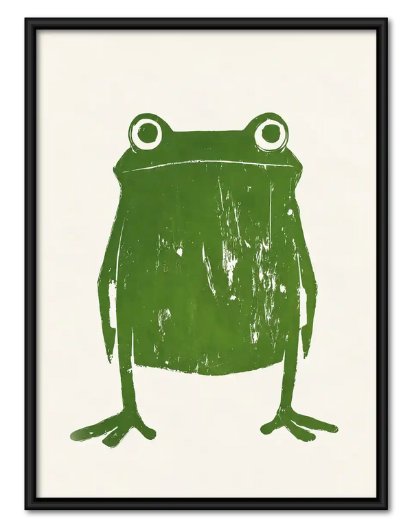 Minimal Green Frog Wall Art