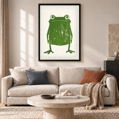 Minimal Green Frog Wall Art 2