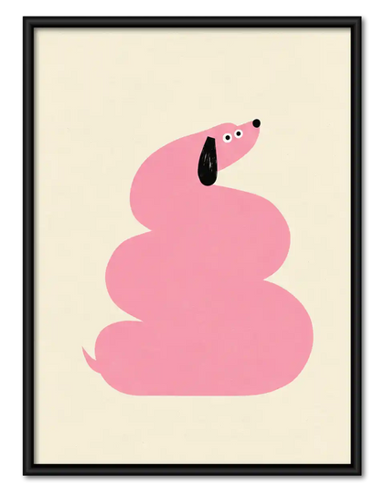 Minimal Pink Dachshund Wall Art