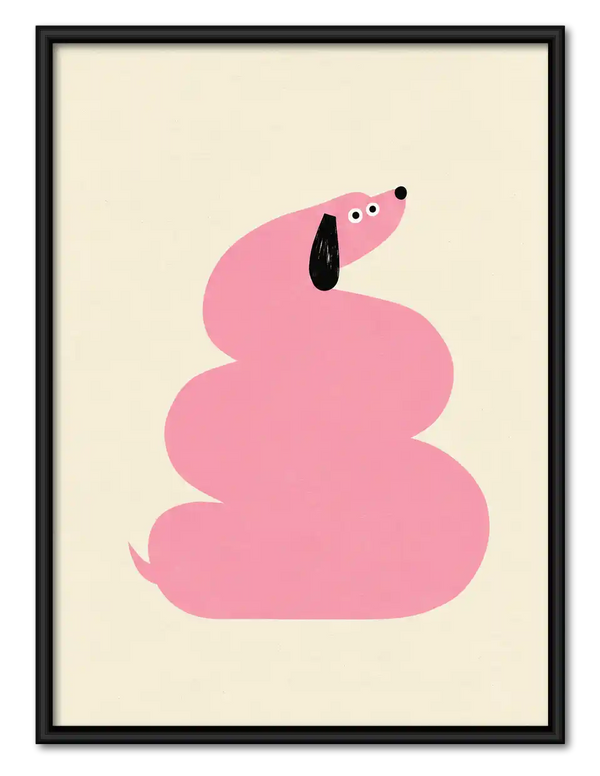 Minimal Pink Dachshund Wall Art