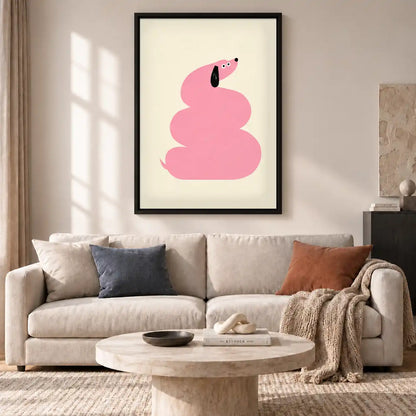 Minimal Pink Dachshund Wall Art 2