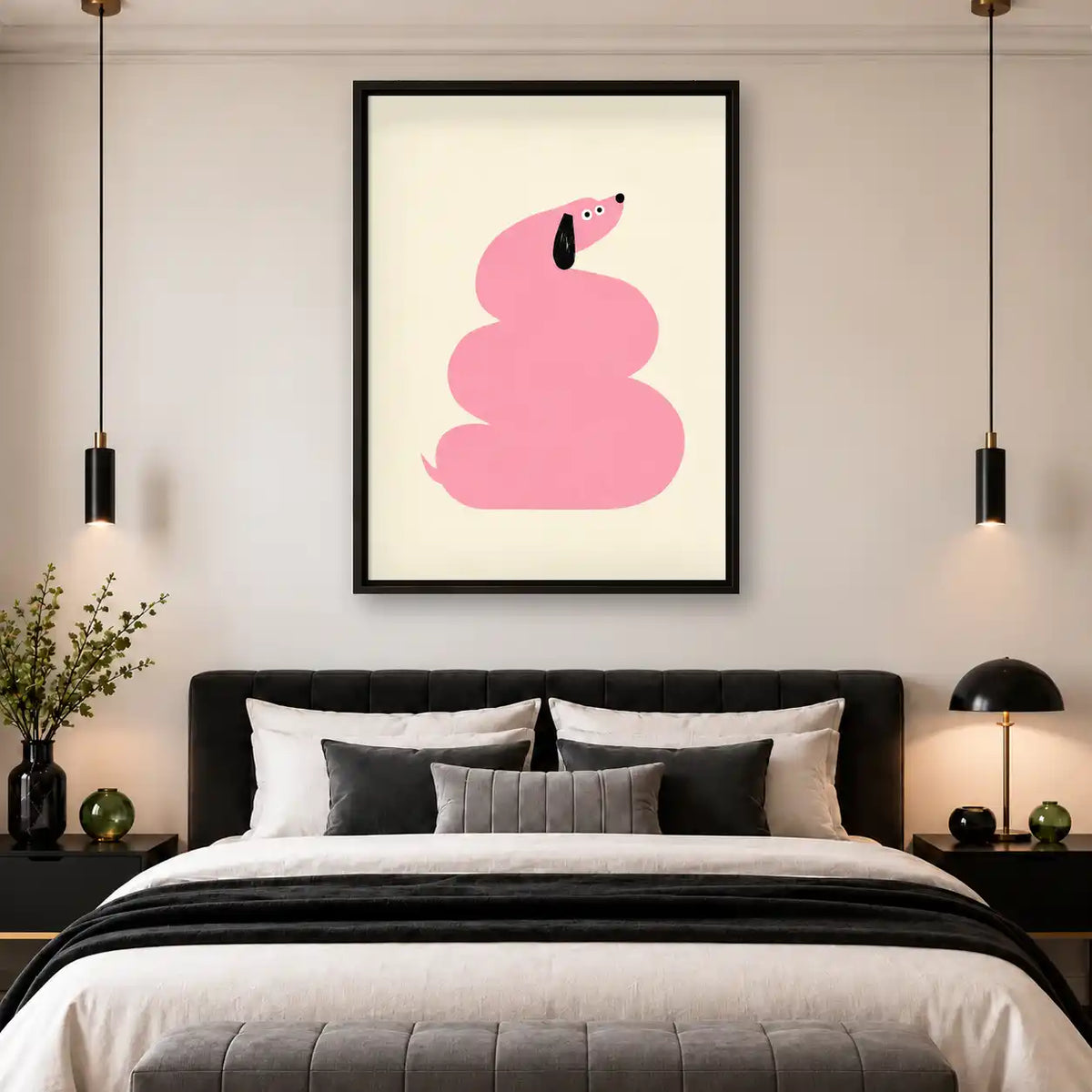 Minimal Pink Dachshund Wall Art 4