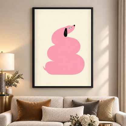 Minimal Pink Dachshund Wall Art 5