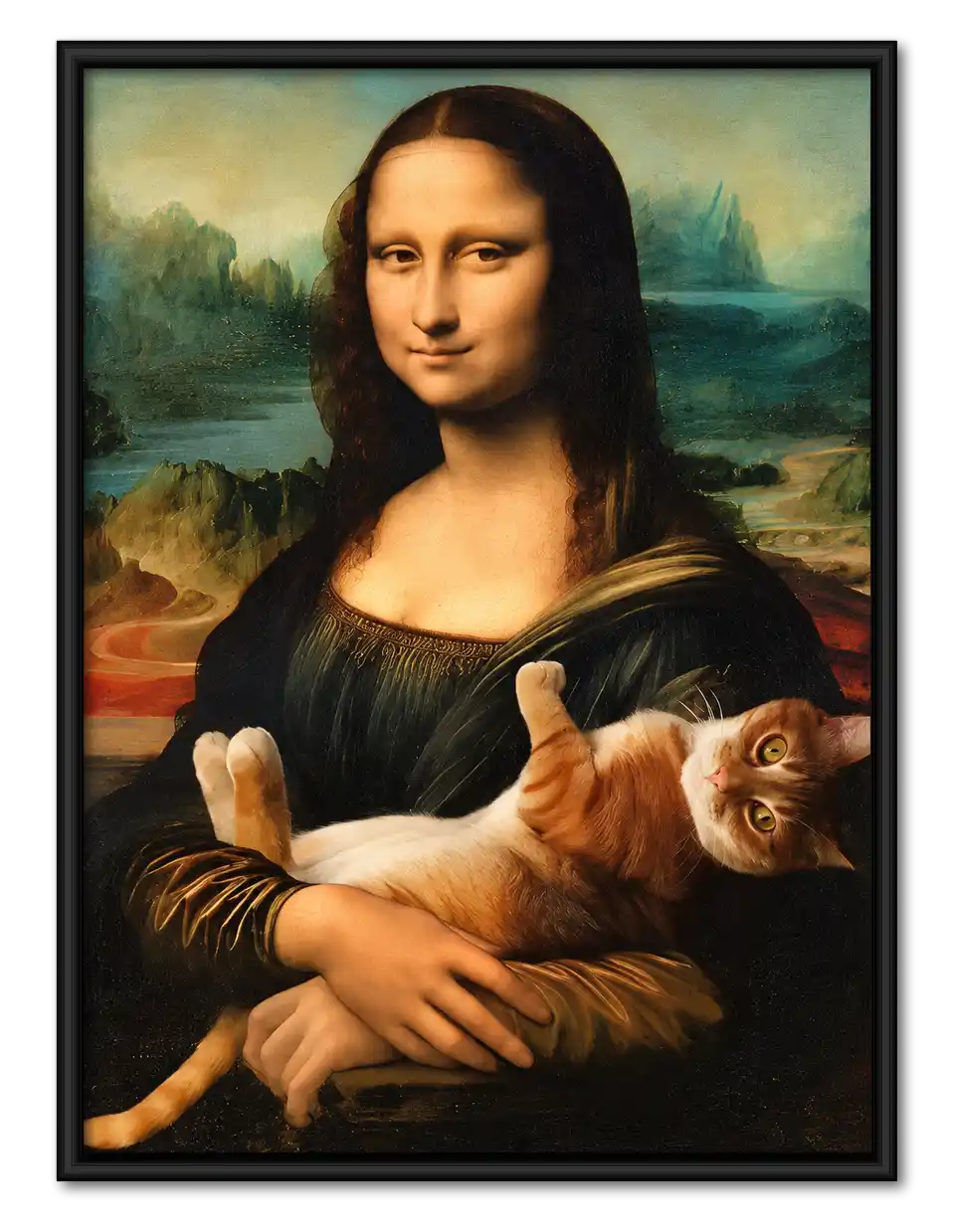 Mona Lisa Holding Cat Wall Art 1