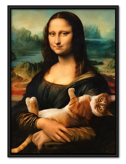 Mona Lisa Holding Cat Wall Art