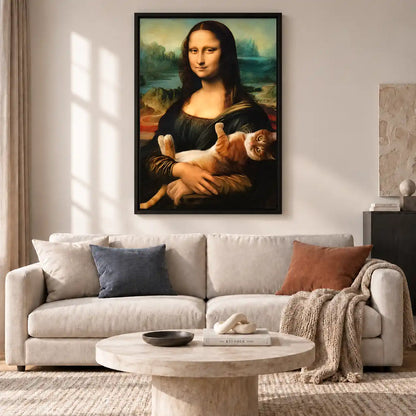 Mona Lisa Holding Cat Wall Art 2