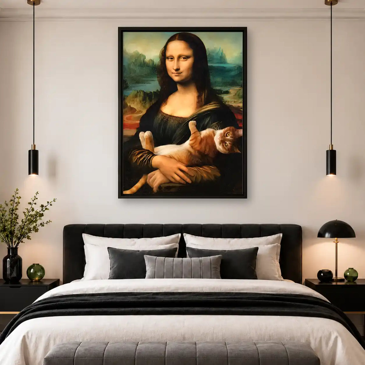 Mona Lisa Holding Cat Wall Art 4