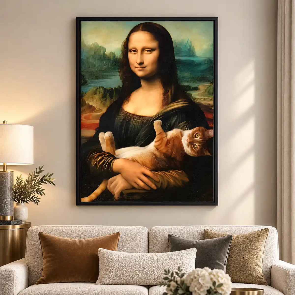 Mona Lisa Holding Cat Wall Art 5