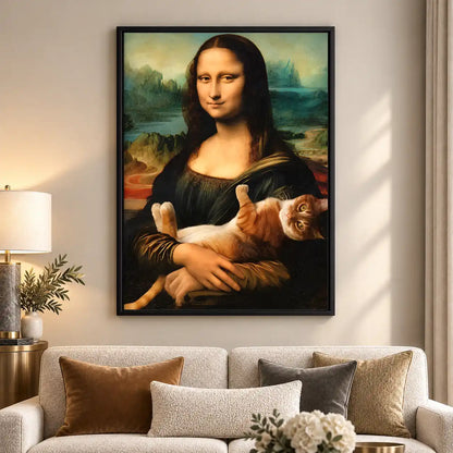 Mona Lisa Holding Cat Wall Art 5