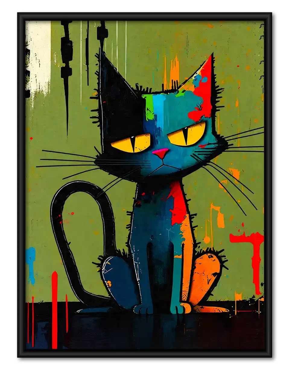Moody Patchwork Cat Wall Art 1