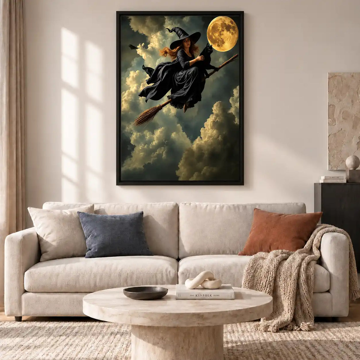 Moonlit Witch And Black Cat Wall Art 2