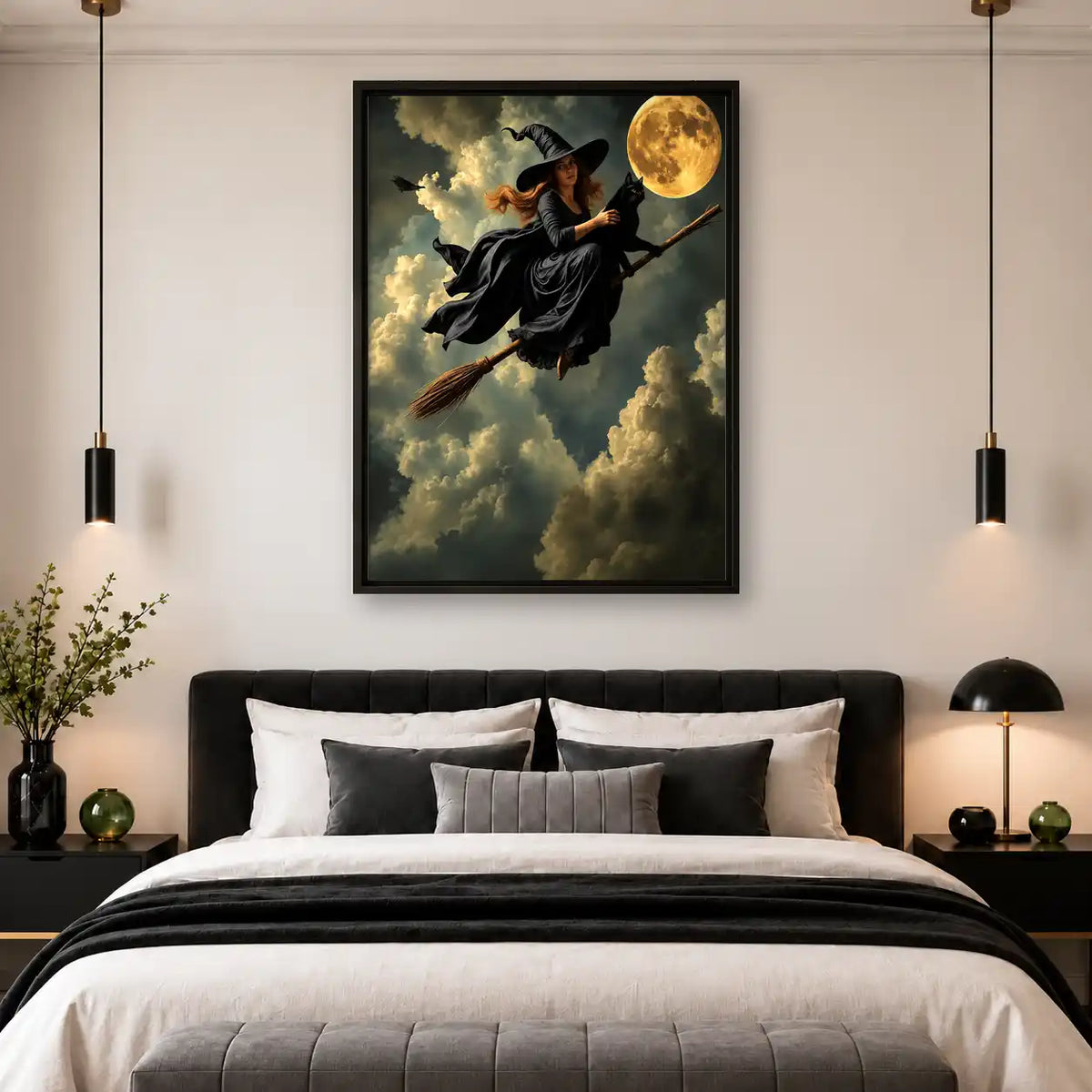 Moonlit Witch And Black Cat Wall Art 4